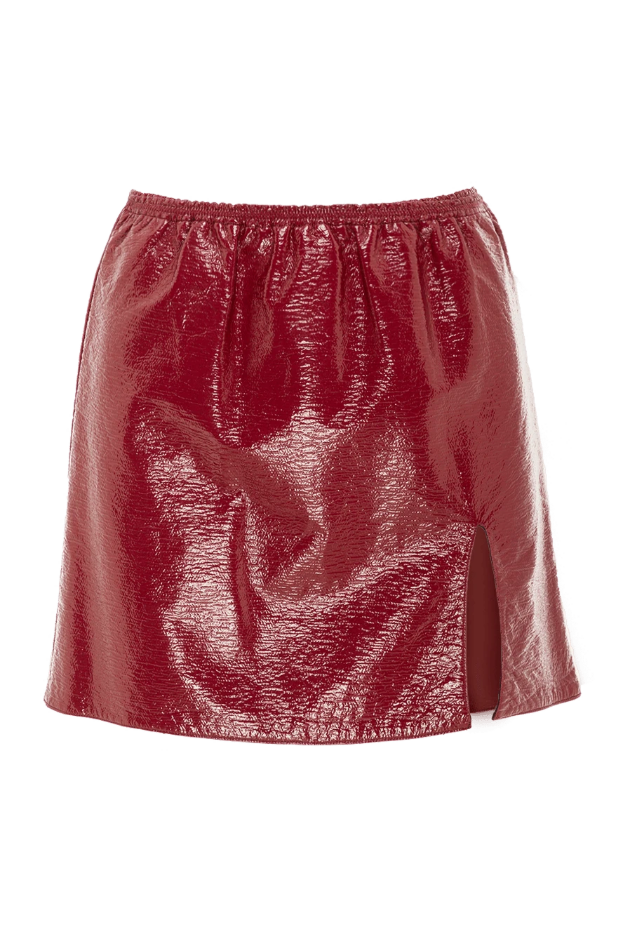 Giamba мини-юбка винного цвета с разрезом и эластичным поясом 192958 - фото 1