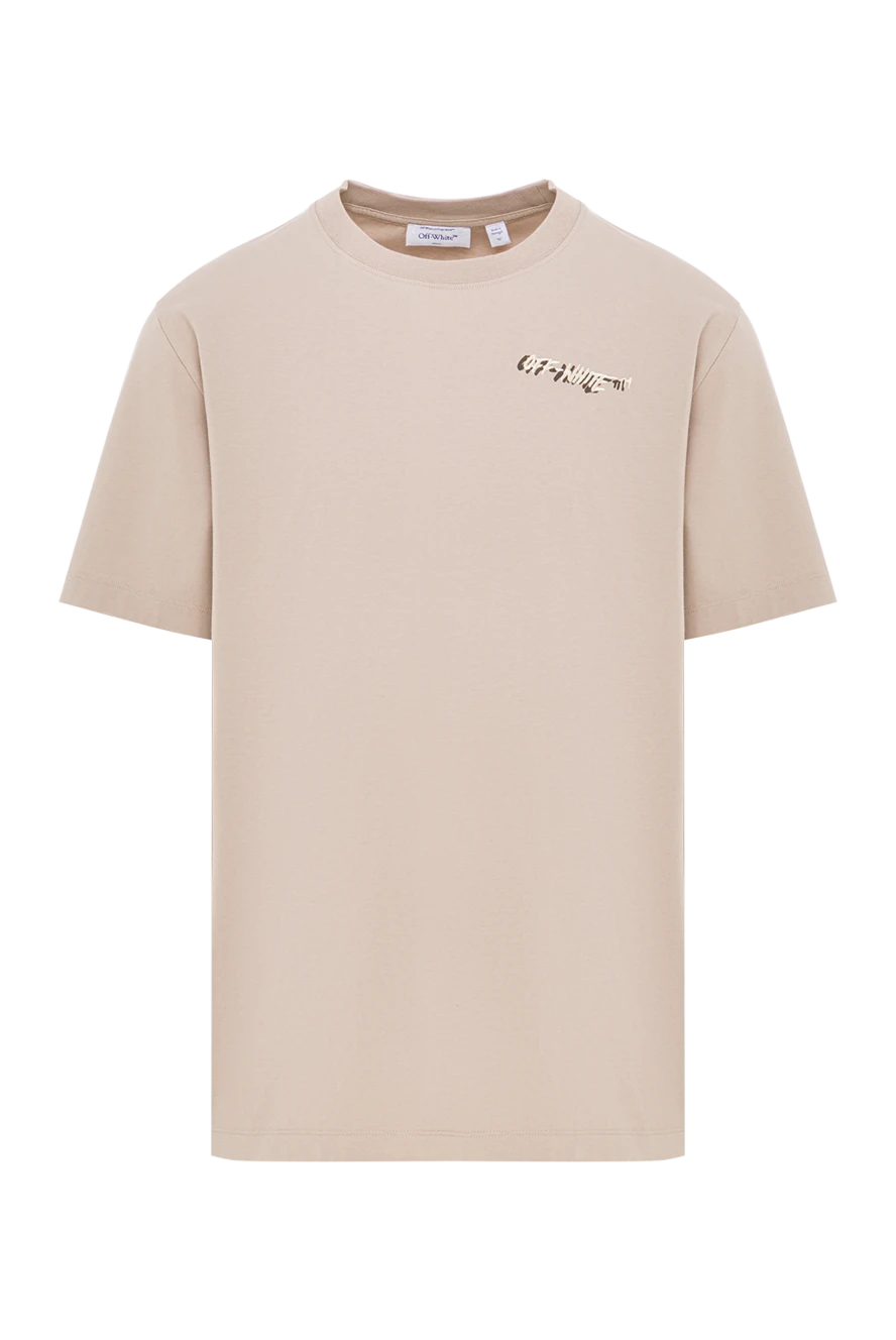 Off-White men's beige cotton t-shirt with a small logo 192978 - photo 1