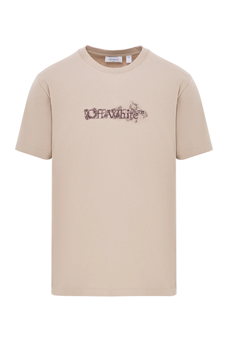 Off-White beige t-shirt with embroidered logo made of 100% cotton 192979 - photo 1