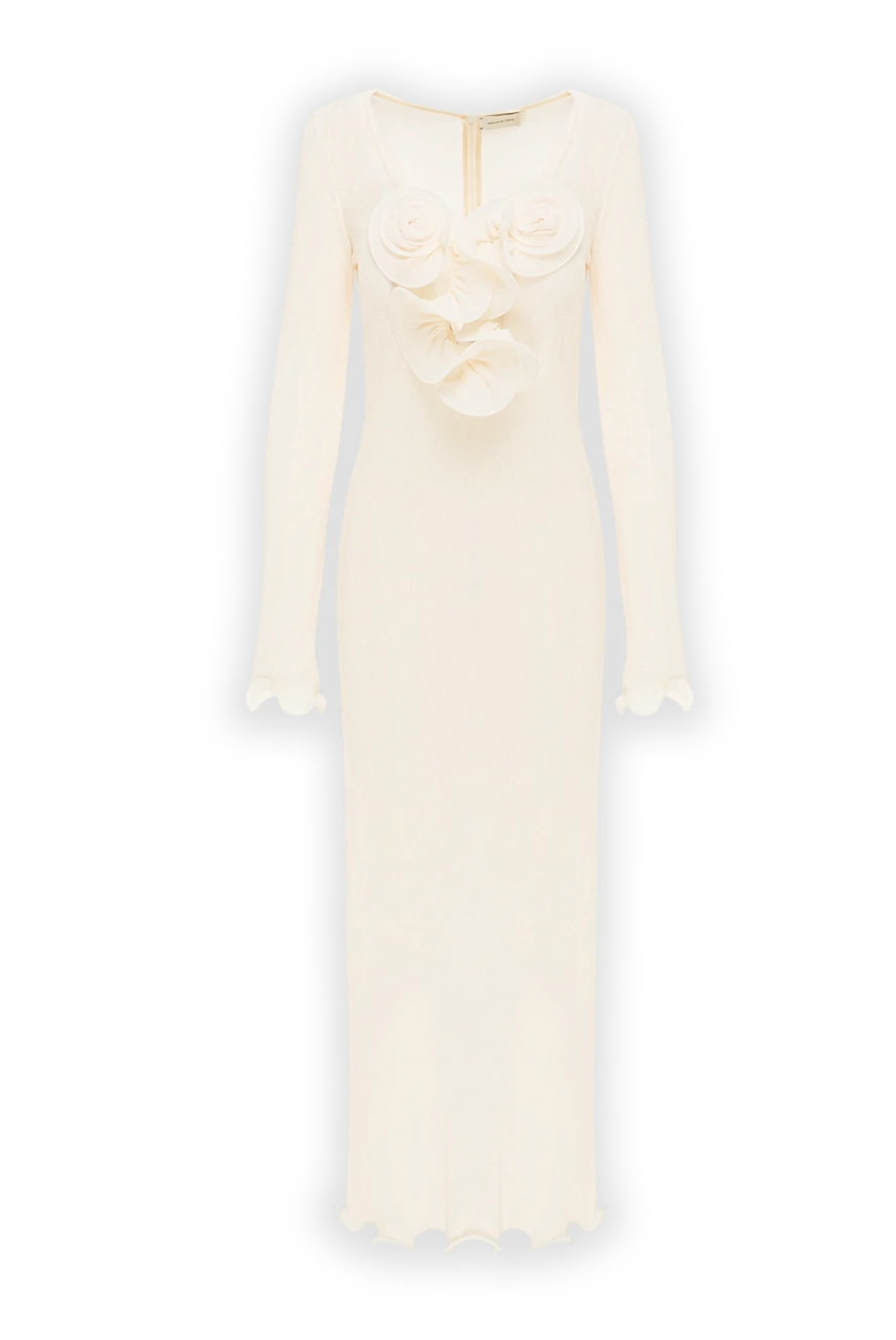 Magda Butrym белое платье макси с длинными рукавами и цветочной аппликацией 192998 - фото 1