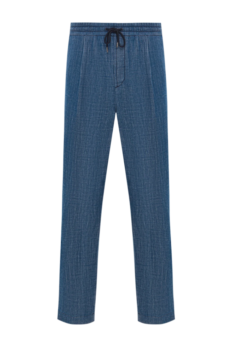 Jacob Cohen синие мужские джинсы в стиле «джоггеры» с завязками 193020 - фото 1