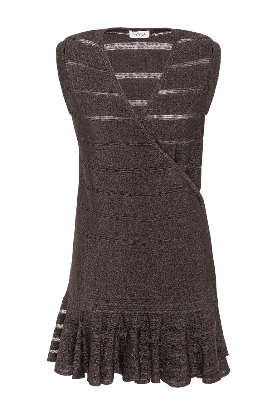 Moeva мини-платье menton из черного металлизированного полупрозрачного трикотажа с v-образным вырезом 193030 - фото 1