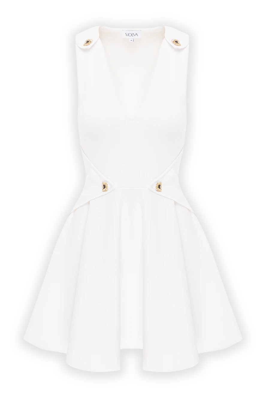 Moeva белое трикотажное мини-платье meditara с расклешенной юбкой и золотыми пуговицами 193031 - фото 1