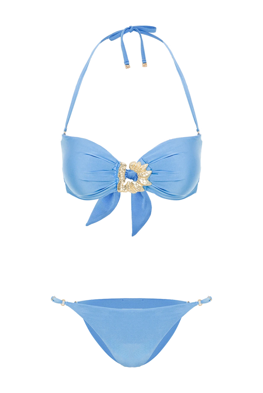 Moeva раздельный голубой купальник силуэта бандо с изящными золотыми деталями 193036 - фото 1