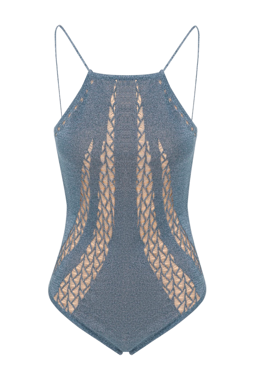 Moeva вязаный голубой купальник с завязками на шее в стиле provence 193037 - фото 1