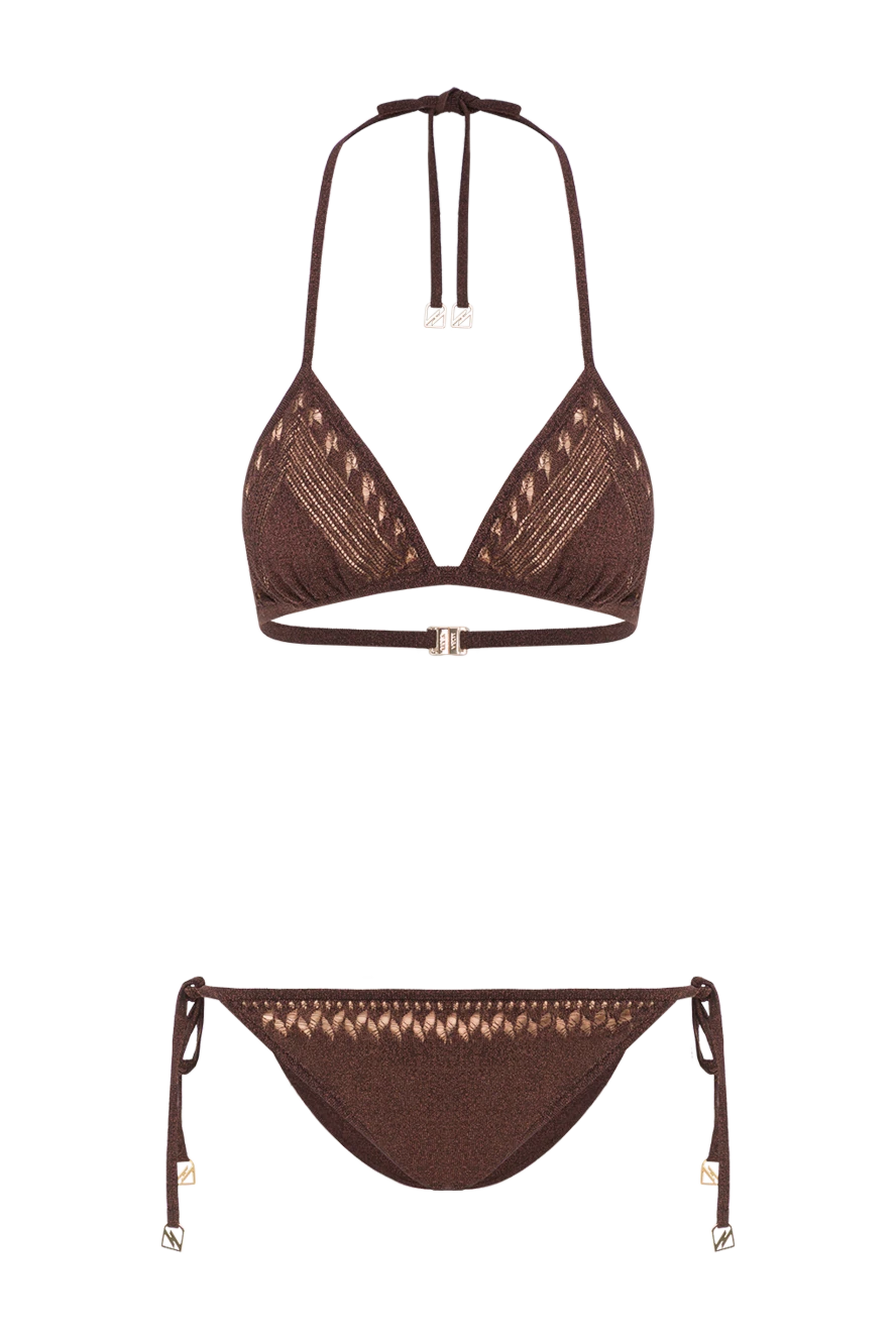 Moeva раздельный коричневій купальник-бикини isola с ажурной вязкой 193044 - фото 1