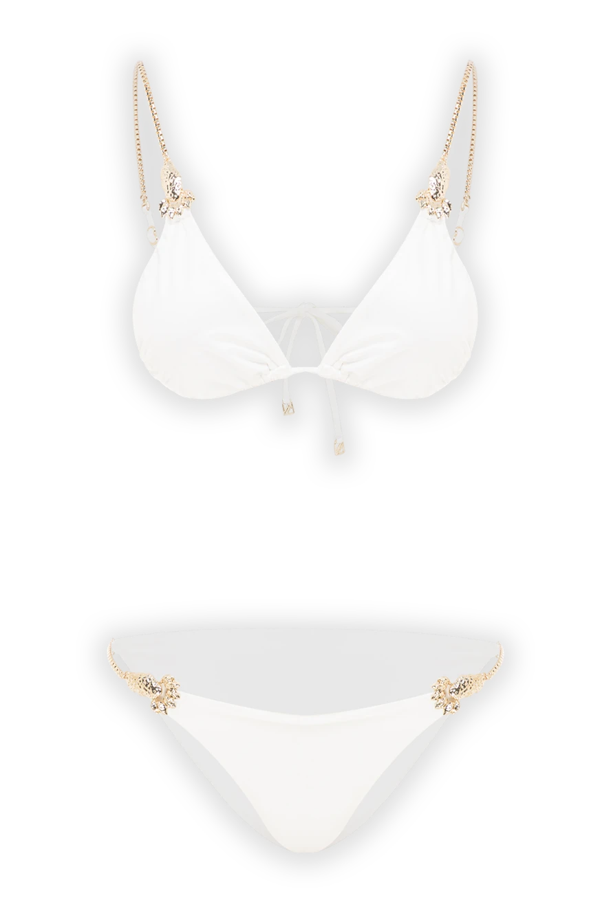 Moeva алтын шынжырлары бар әйелдерге арналған ақ түсті екі бөліктен тұратын бикини 193046 - фото 1