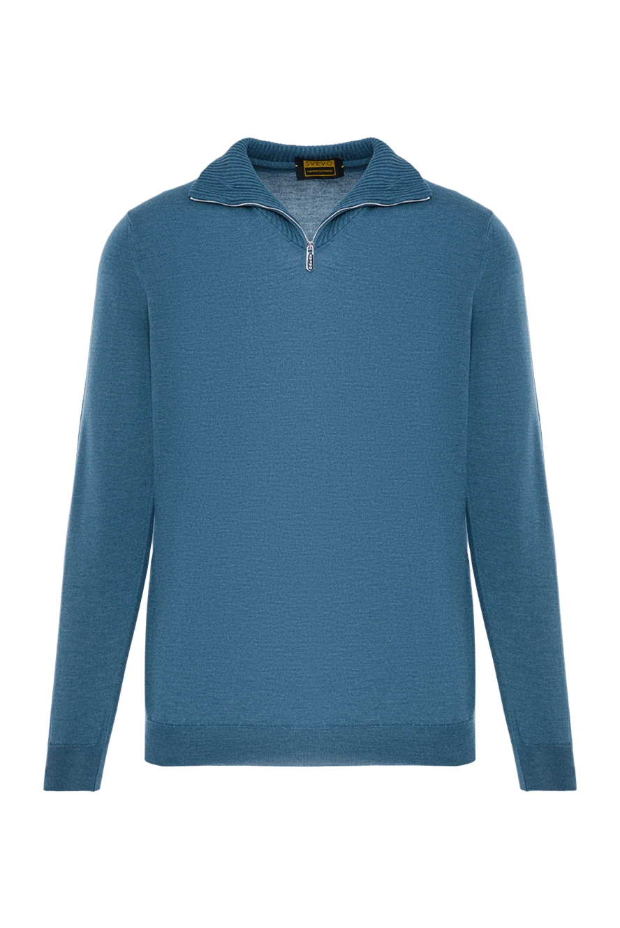 Svevo зеленый тройер с воротником на молнии из кашемира и шелка 193064 - фото 1