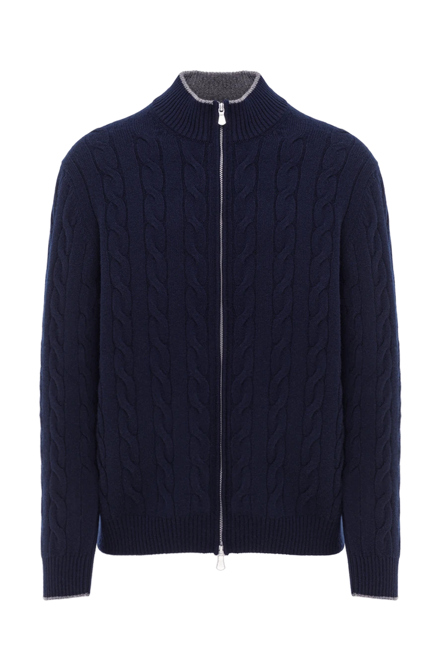 Gran Sasso синий мужской кардиган на молнии из мягкого кашемира 193071 - фото 1