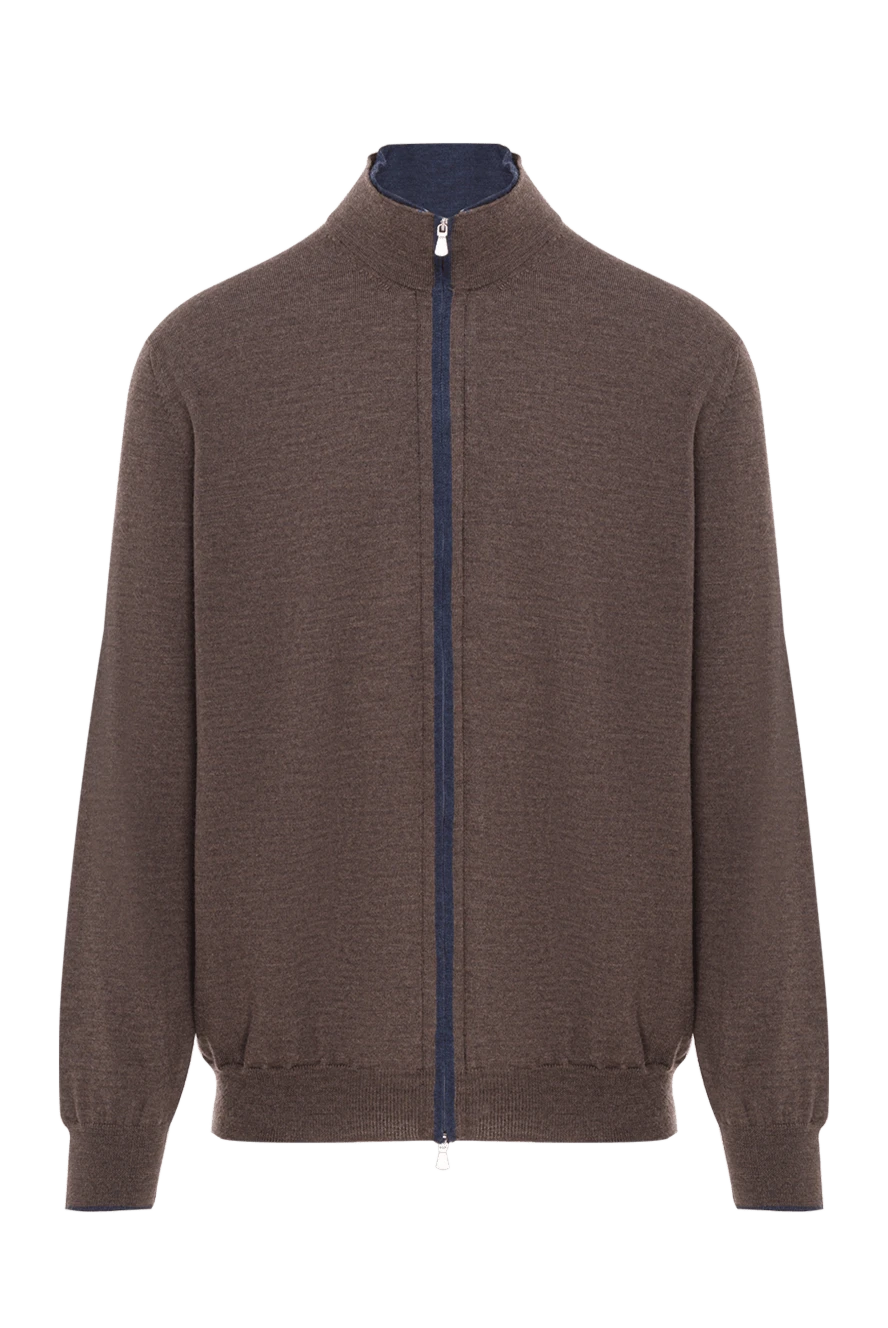 Gran Sasso коричневый мужской кардиган на молнии из шерсти 193077 - фото 1