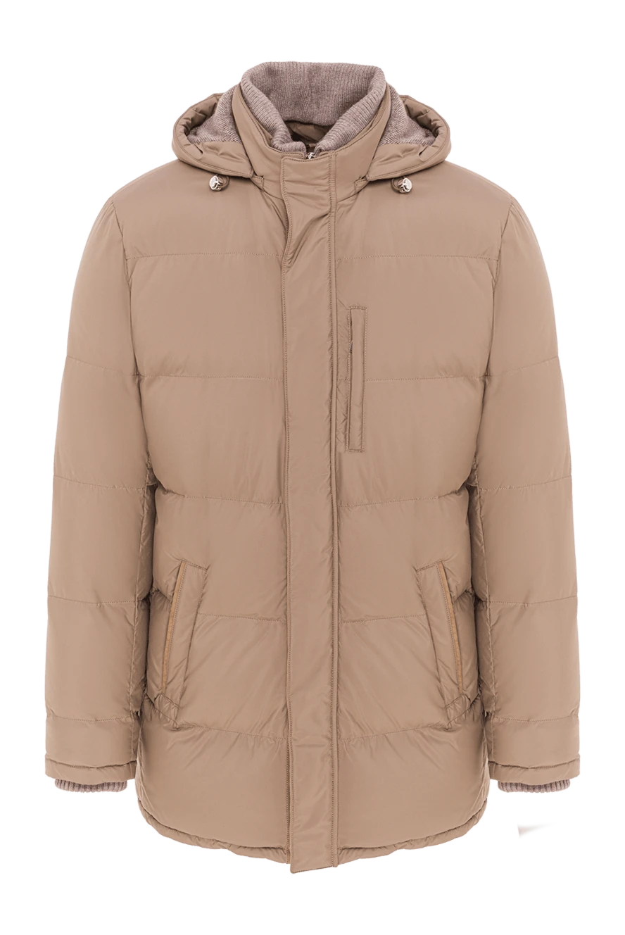 Enrico Mandelli ерлерге арналған бежевый түсті, капюшонмен тігілген мамық күртеше 193190 - фото 1