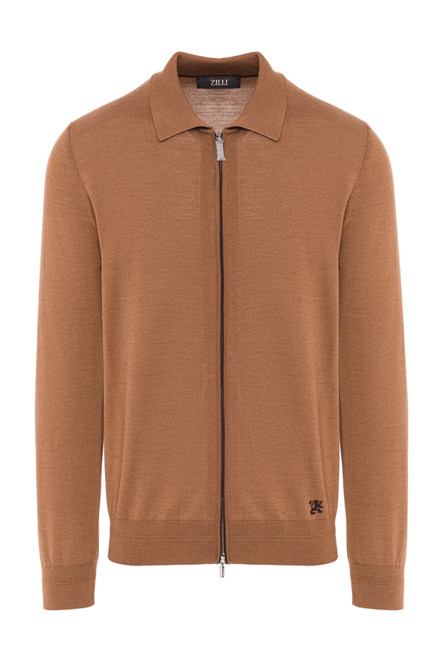 Zilli мужской шерстяной кардиган с добавлением шелка и отложным воротником 193214 - фото 1