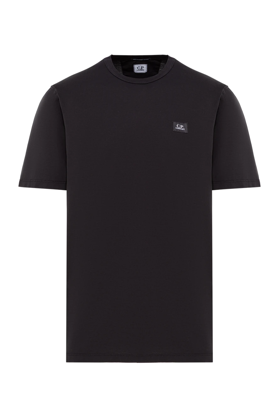 C.P.Company кеудесінде логотипі бар ерлерге арналған қара түсті 100% мақтадан жасалған футболка 193362 - фото 1