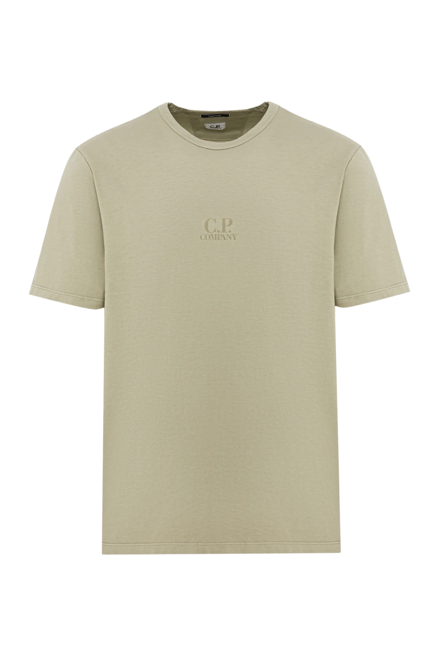 C.P.Company ерлерге арналған ашық жасыл түсті, кеудесіне арналған логотипі бар 100% мақта футболкасы 193364 - фото 1