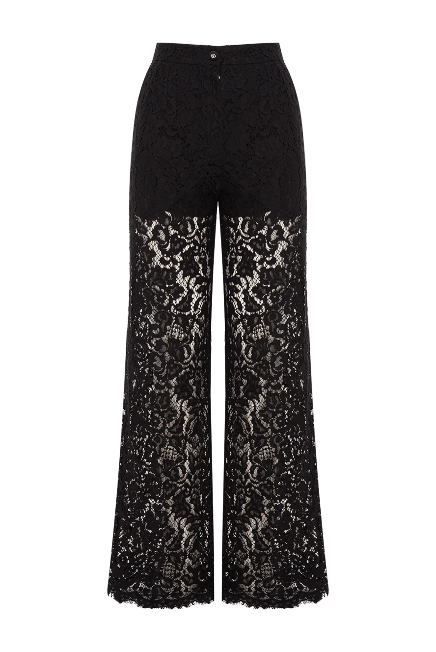 Dolce & Gabbana брюки из кордового кружева черные с цветочным узором 193411 - фото 1