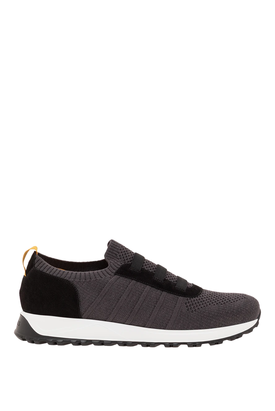 Doucal`s тығыз текстуралы тоқыма мен замшаның үйлесімінен жасалған ерлерге арналған сұр кроссовкалар 193476 - фото 1