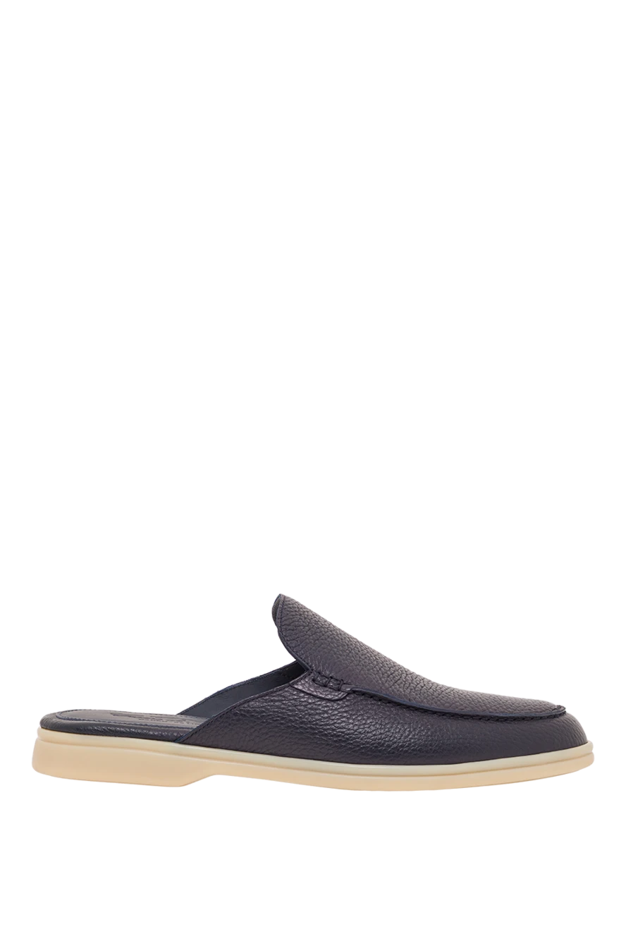 Cesare di Napoli женские мюли из зернистой кожи синего цвета 193497 - фото 1