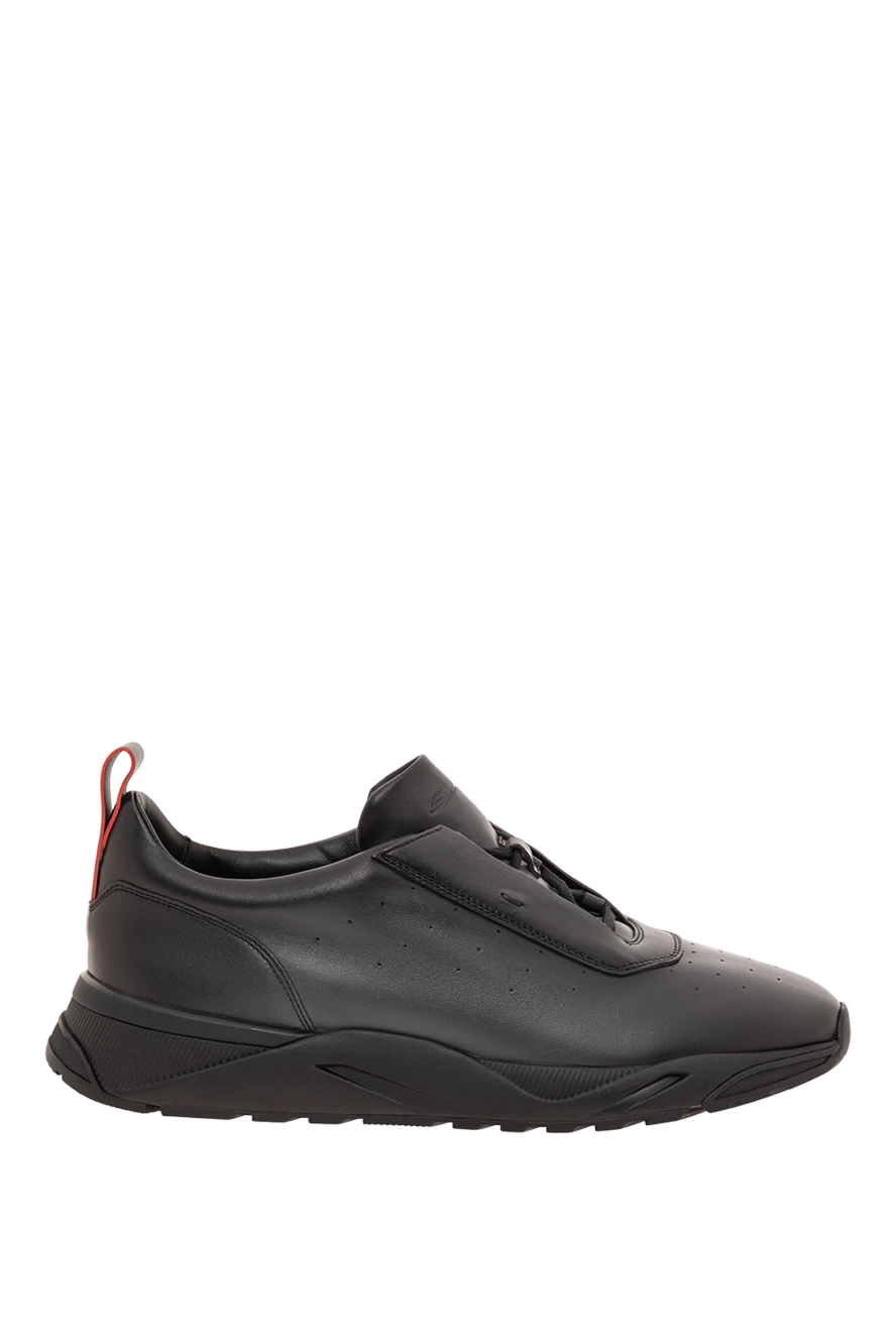 Santoni men's black smooth leather sneakers with perforations 193508 - photo 1