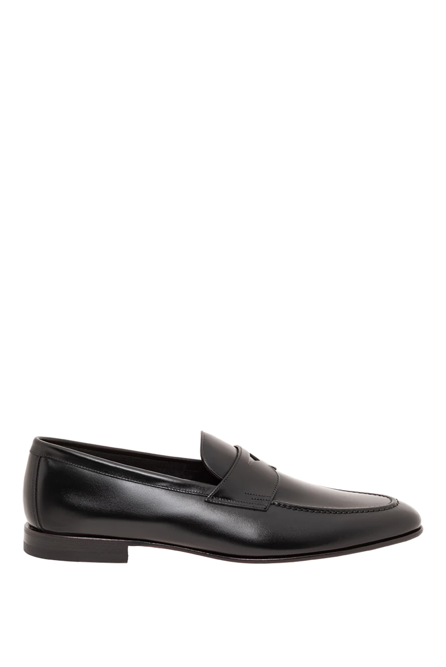 Santoni мужские кожаные лоферы черные с классическим дизайном 193515 - фото 1