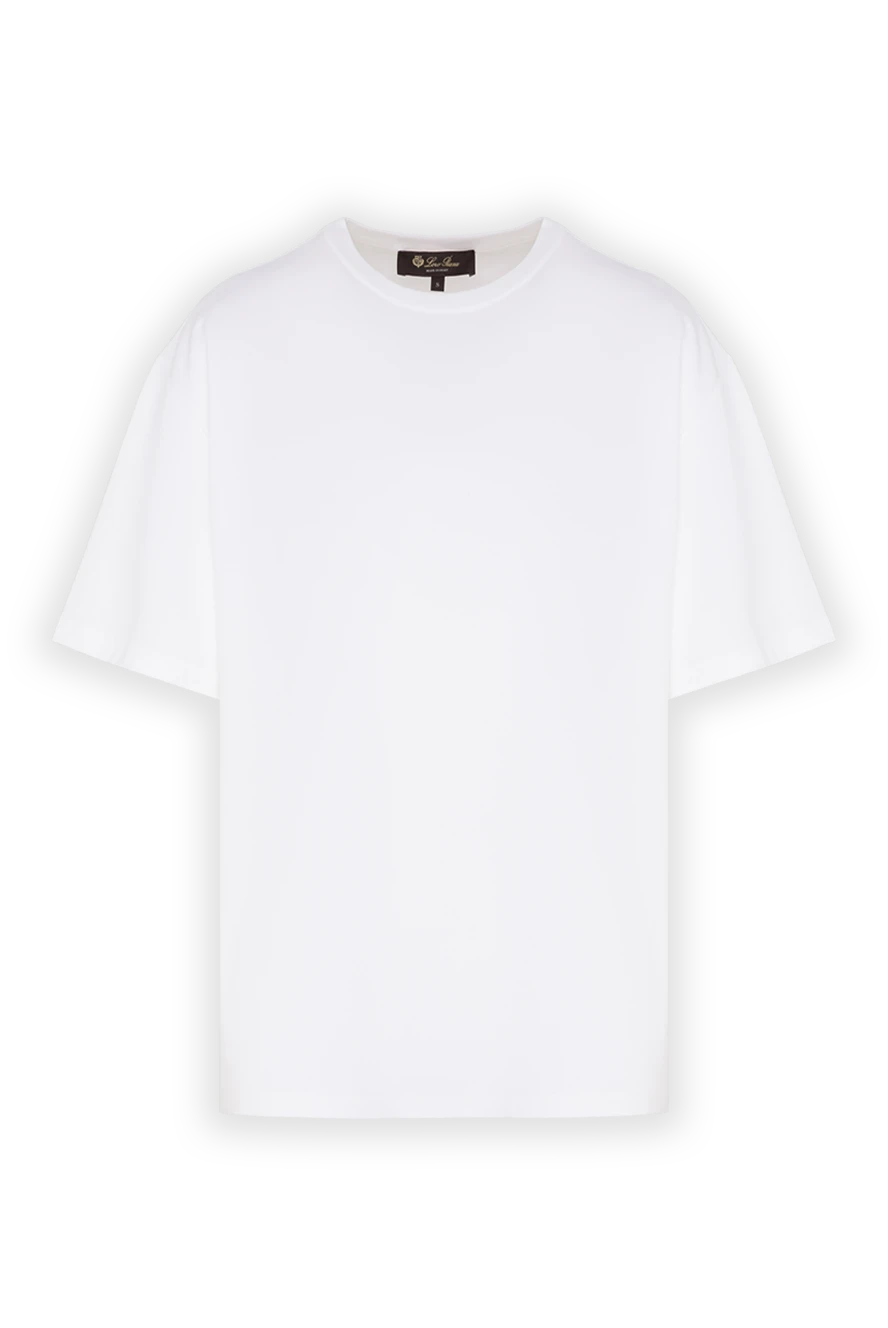 Loro Piana тікелей кесілген және дөңгелек жағалы қарапайым ақ мақта футболка 193645 - фото 1