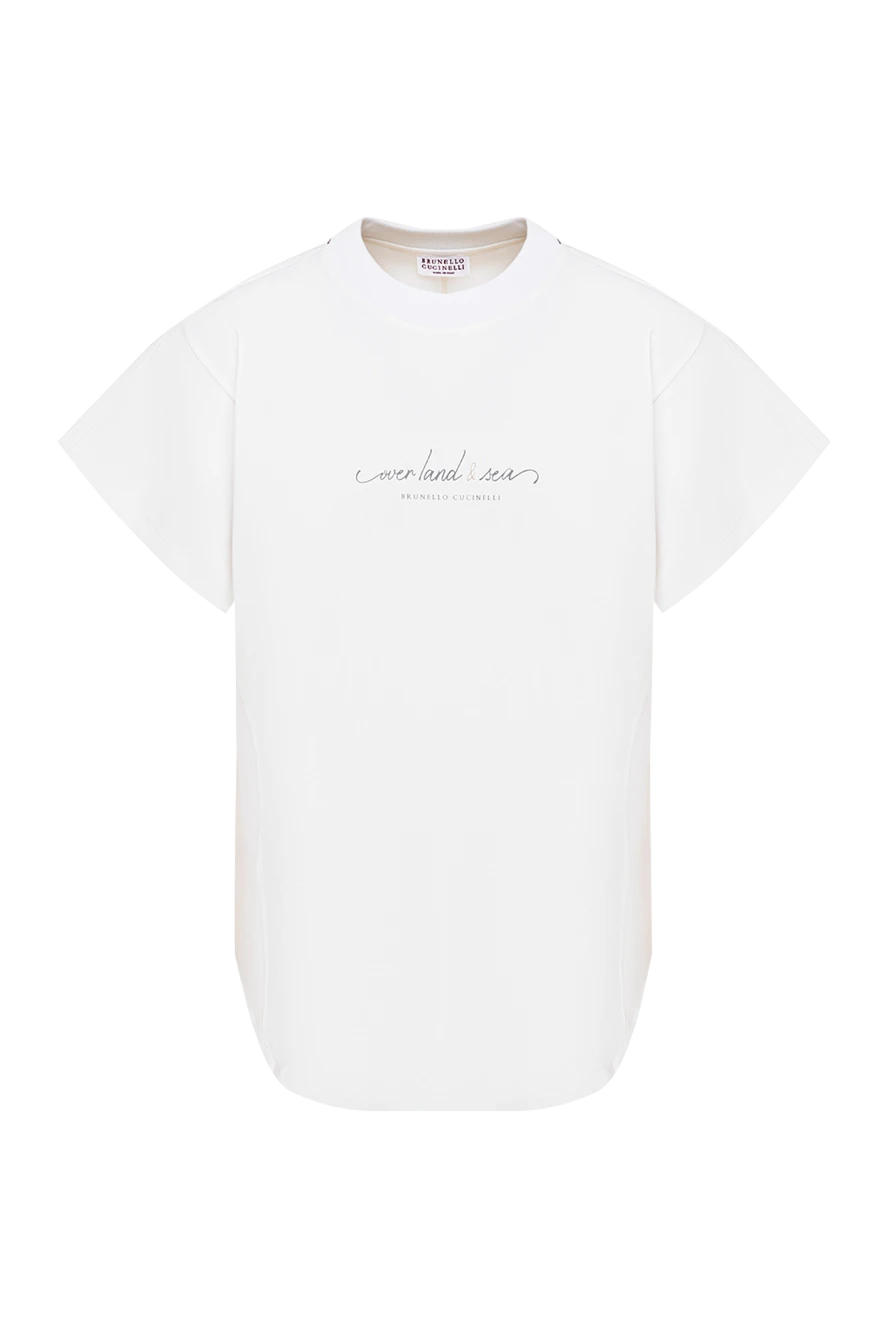 Brunello Cucinelli жұмсақ мақтадан жасалған "over land & sea" әйелдерге арналған ақ футболка 193812 - фото 1