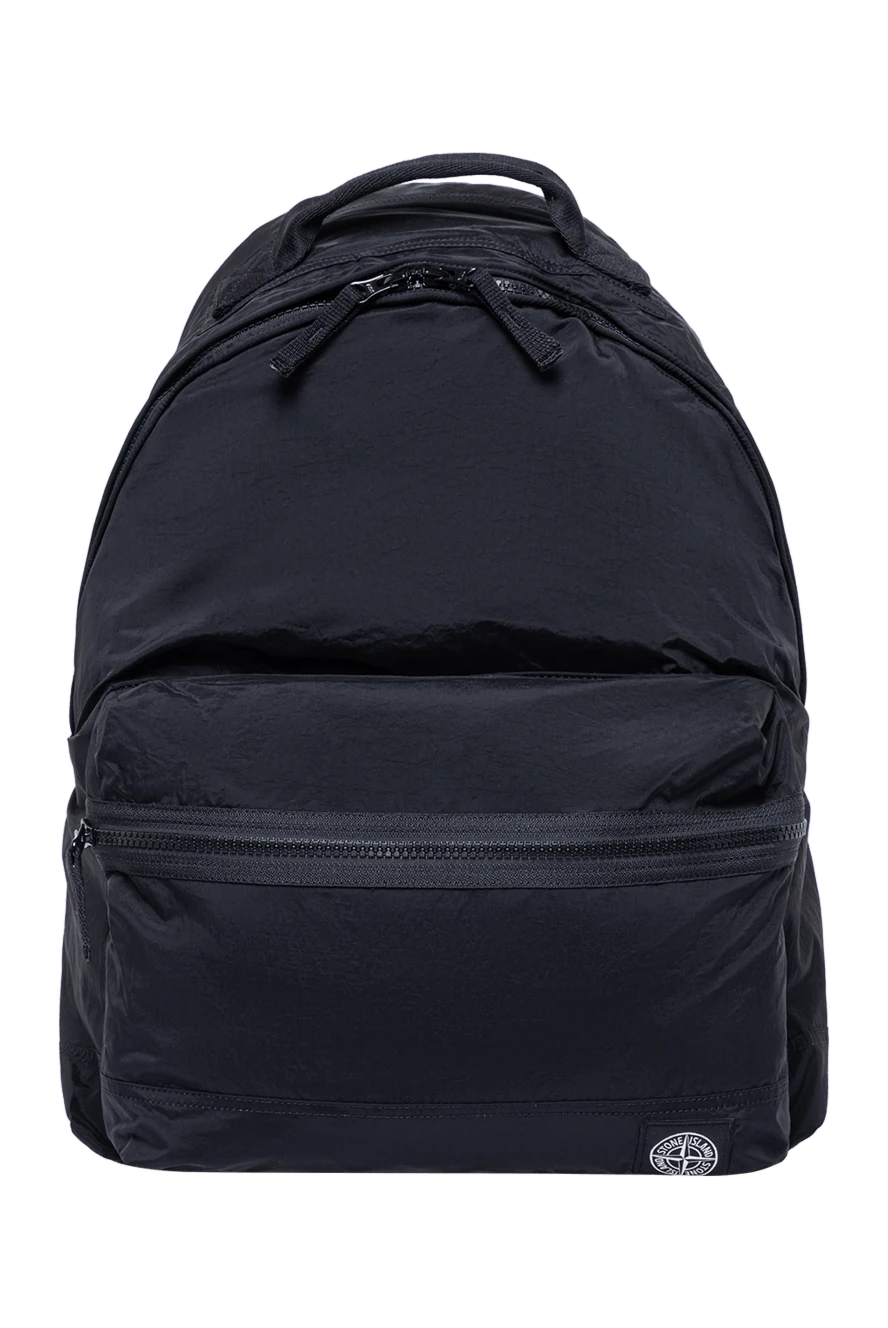 Stone Island black metal nylon backpack with a front zippered pocket 194036 - photo 1