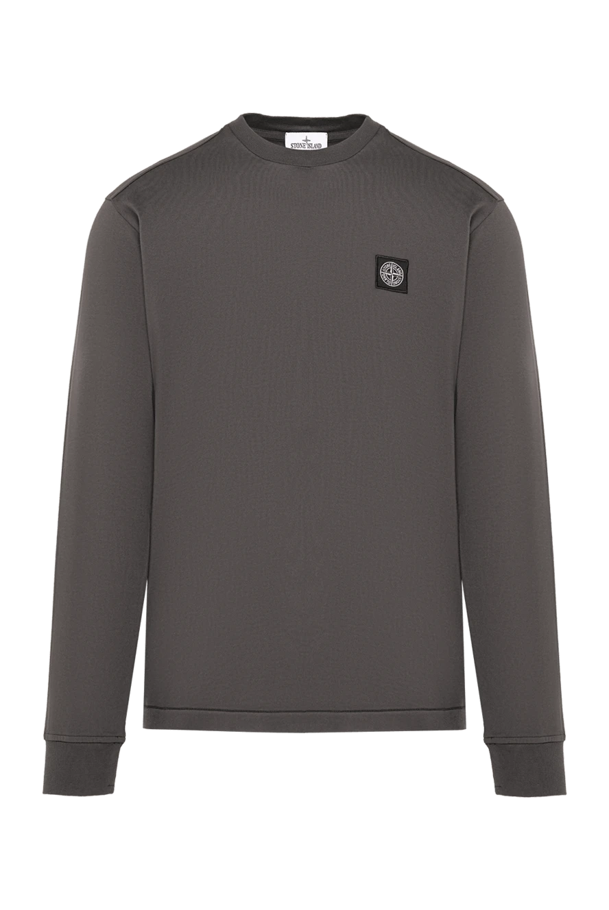 Stone Island миниатюралық тігілген жамауы бар қою сұр түсті ұзын жеңді жейде 194271 - фото 1