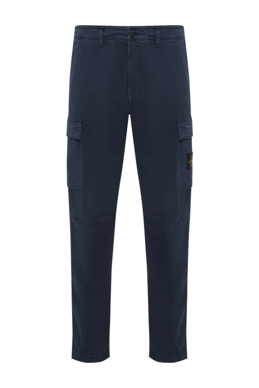 Stone Island navy blue men's cargo pants with side patch pockets 194280 - photo 1