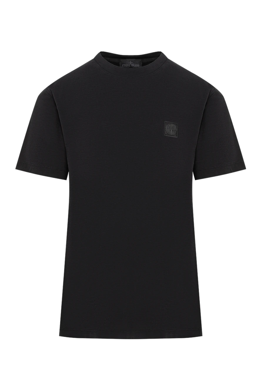 Stone Island черная облегающая футболка с нашивкой «compass» в тон 194304 - фото 1