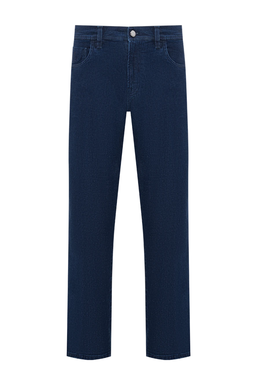 Scissor Scriptor men's straight-leg dark blue jeans with crocodile leather patch 194634 - photo 1