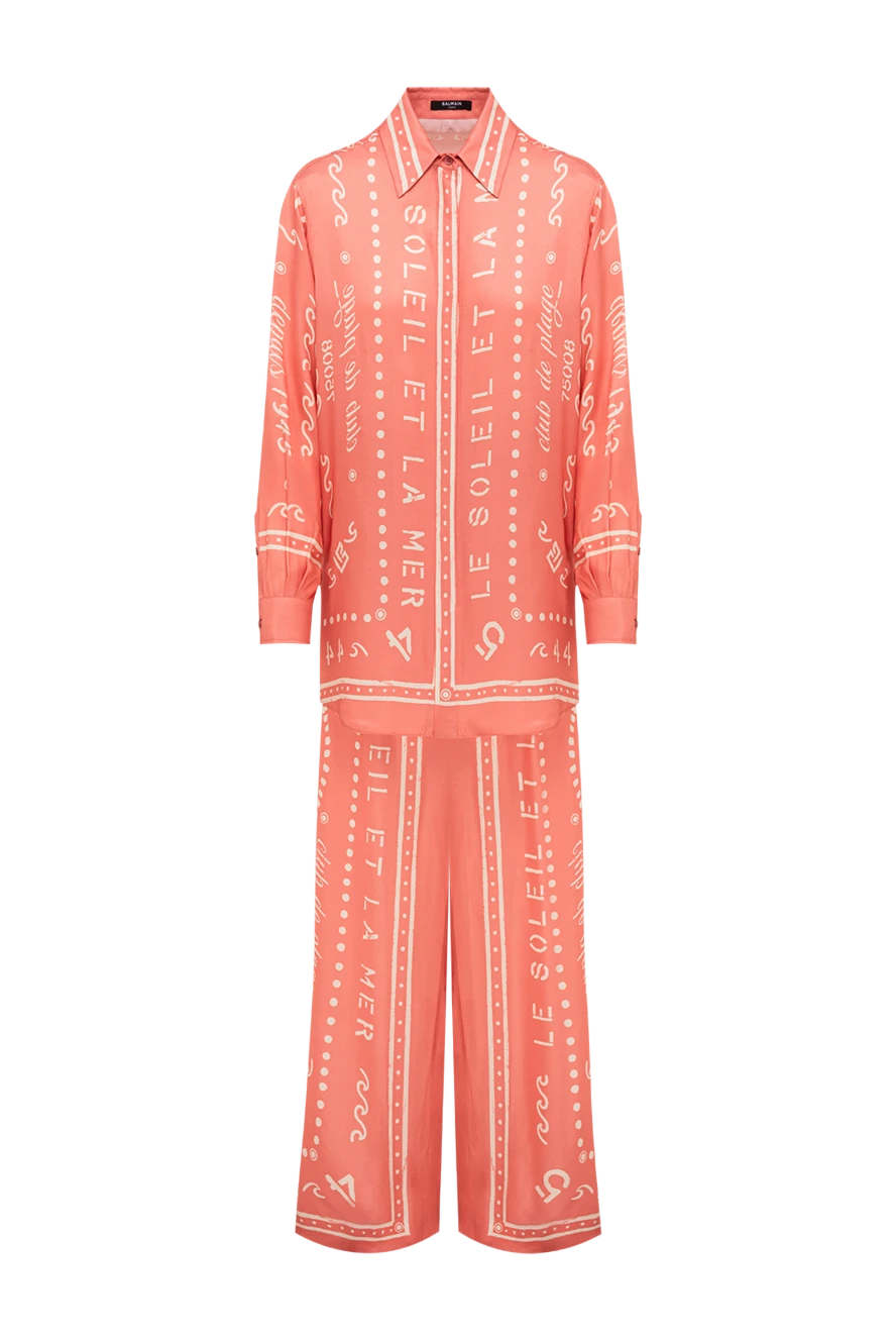 Balmain женский костюм в пижамном стиле нежного персиково-розового оттенка 195119 - фото 1