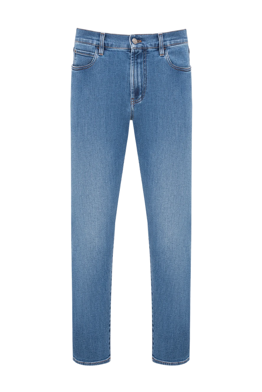 Loro Piana men's straight-leg quarona blue jeans with a simple leather patch 195143 - photo 1