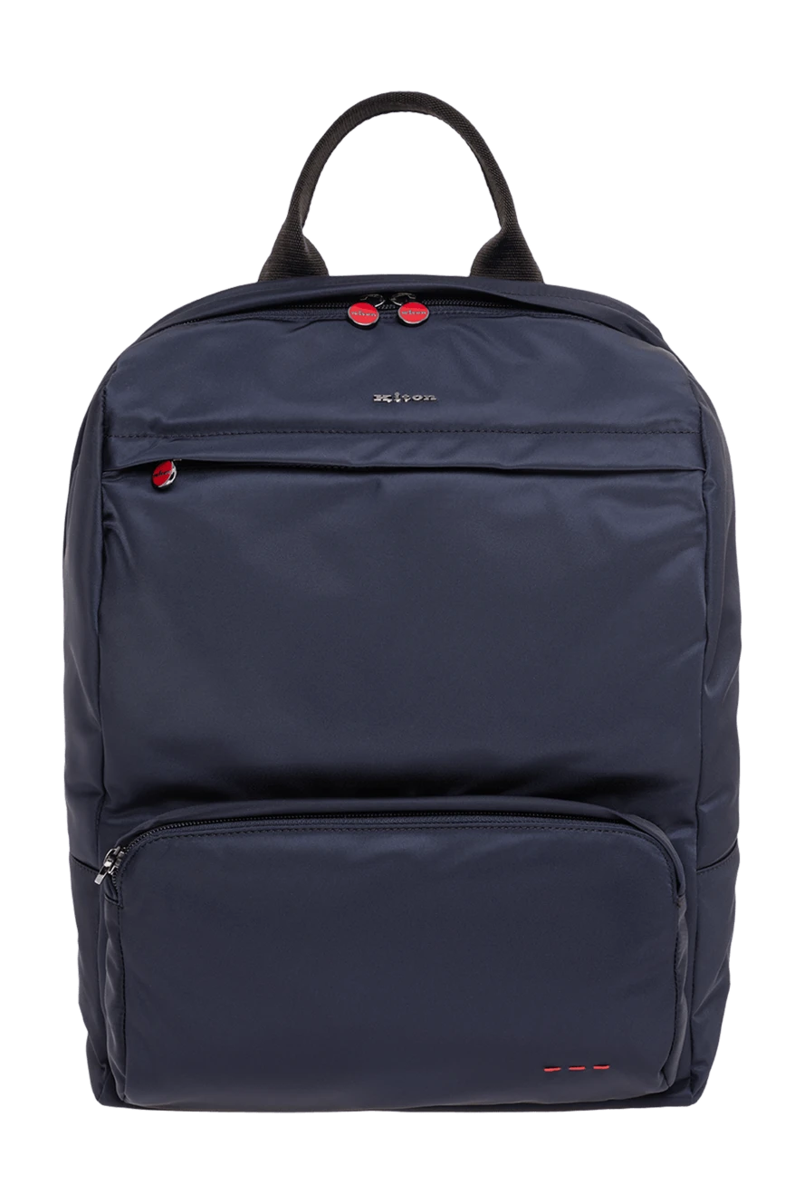 Kiton a dark blue textile backpack with a top textile handle and scarlet pullers 195841 - photo 1