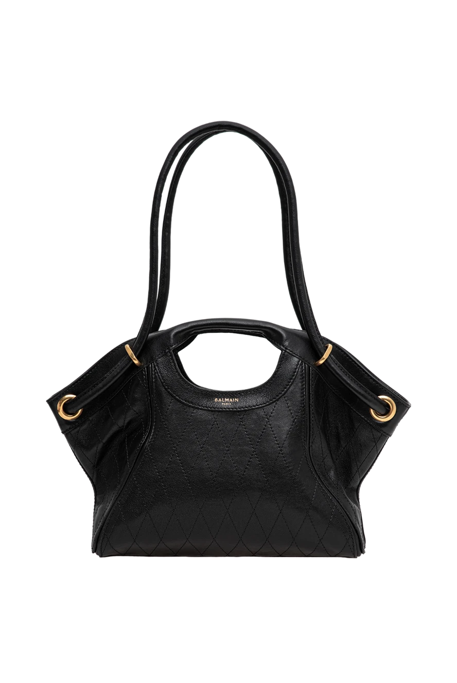 Balmain black smooth stitched leather tote bag 196631 - photo 1