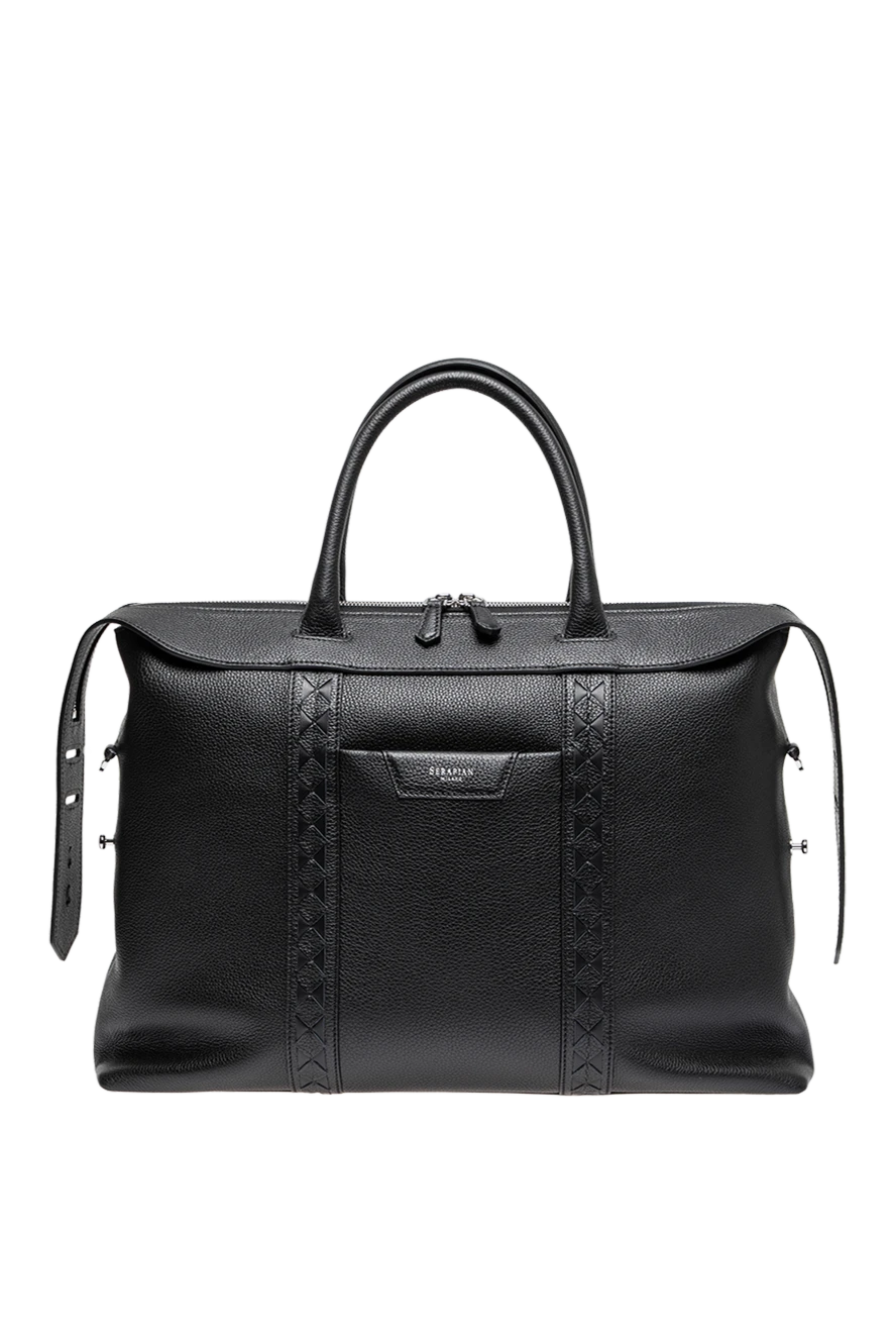 Serapian деловая сумка soft business bag из черной кожи cachemire с деталями mosaico 197856 - фото 1