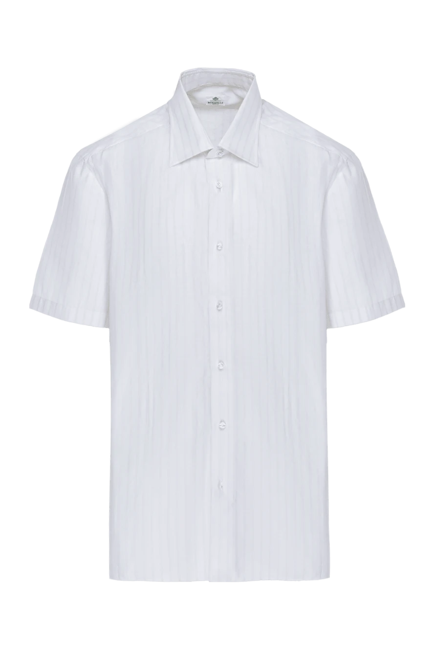 Borrelli man white cotton and linen shirt for men купить с ценами и фото 947412 - photo 1