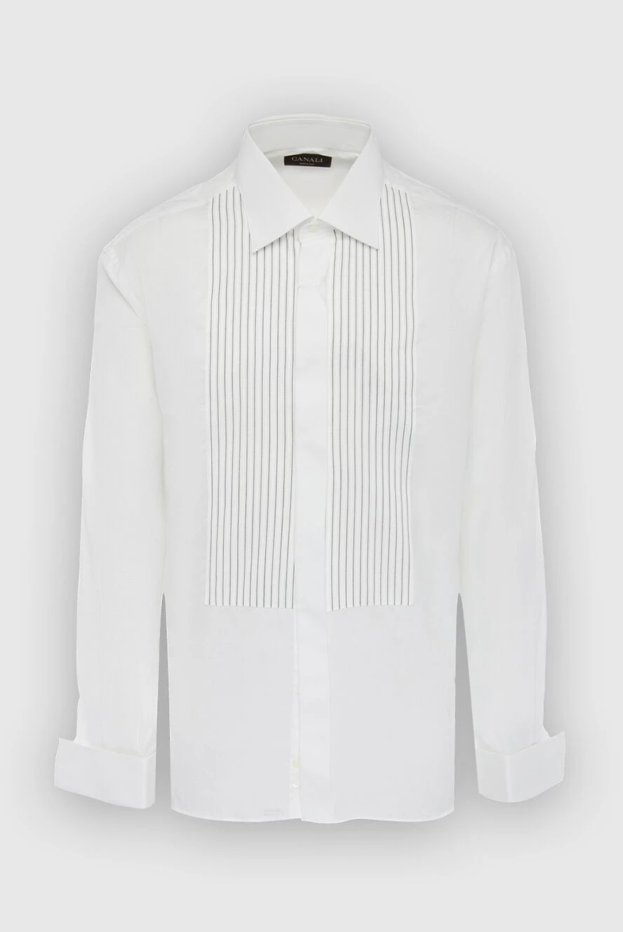 Canali white cotton shirt with narrow stripe trim 956253 - photo 1
