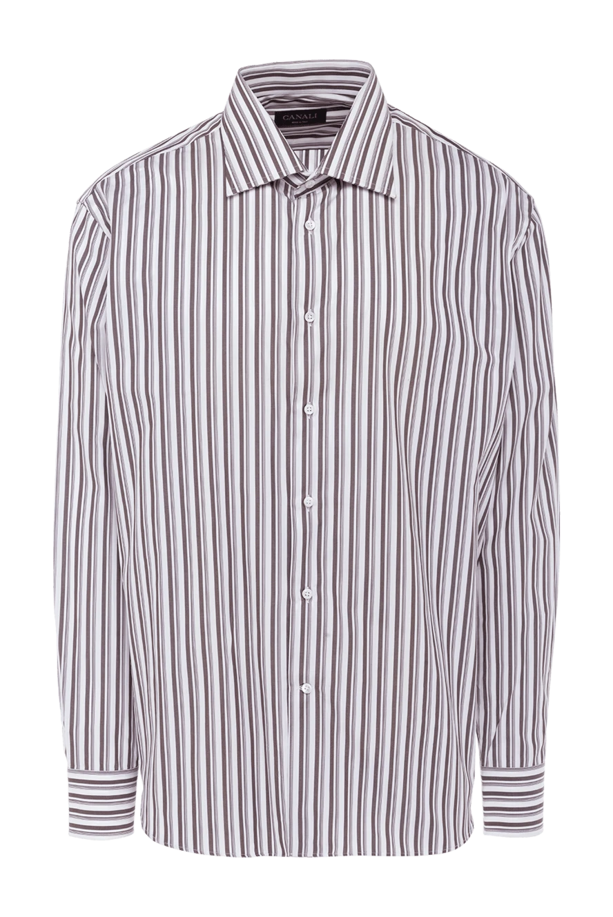 Canali man men's brown cotton shirt купить с ценами и фото 956270 - photo 1