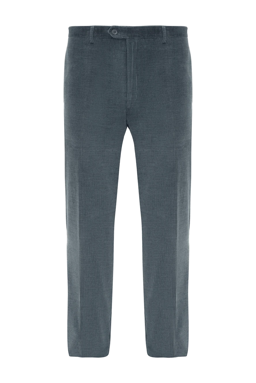 Brioni man men's trousers made of cotton and cashmere, blue купить с ценами и фото 956746 - photo 1