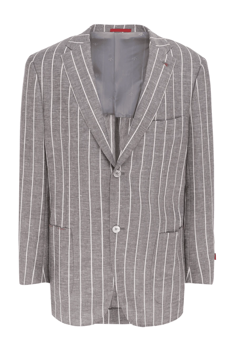 Isaia man gray linen and wool jacket for men купить с ценами и фото 965209 - photo 1