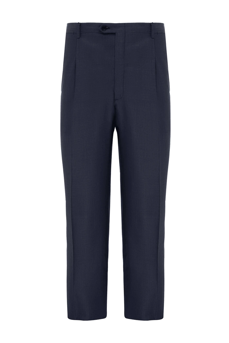 Brioni man cotton and cashmere trousers for men, blue купить с ценами и фото 966181 - photo 1