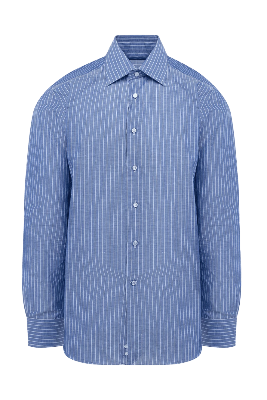 Canali man men's blue linen and cotton shirt купить с ценами и фото 969457 - photo 1