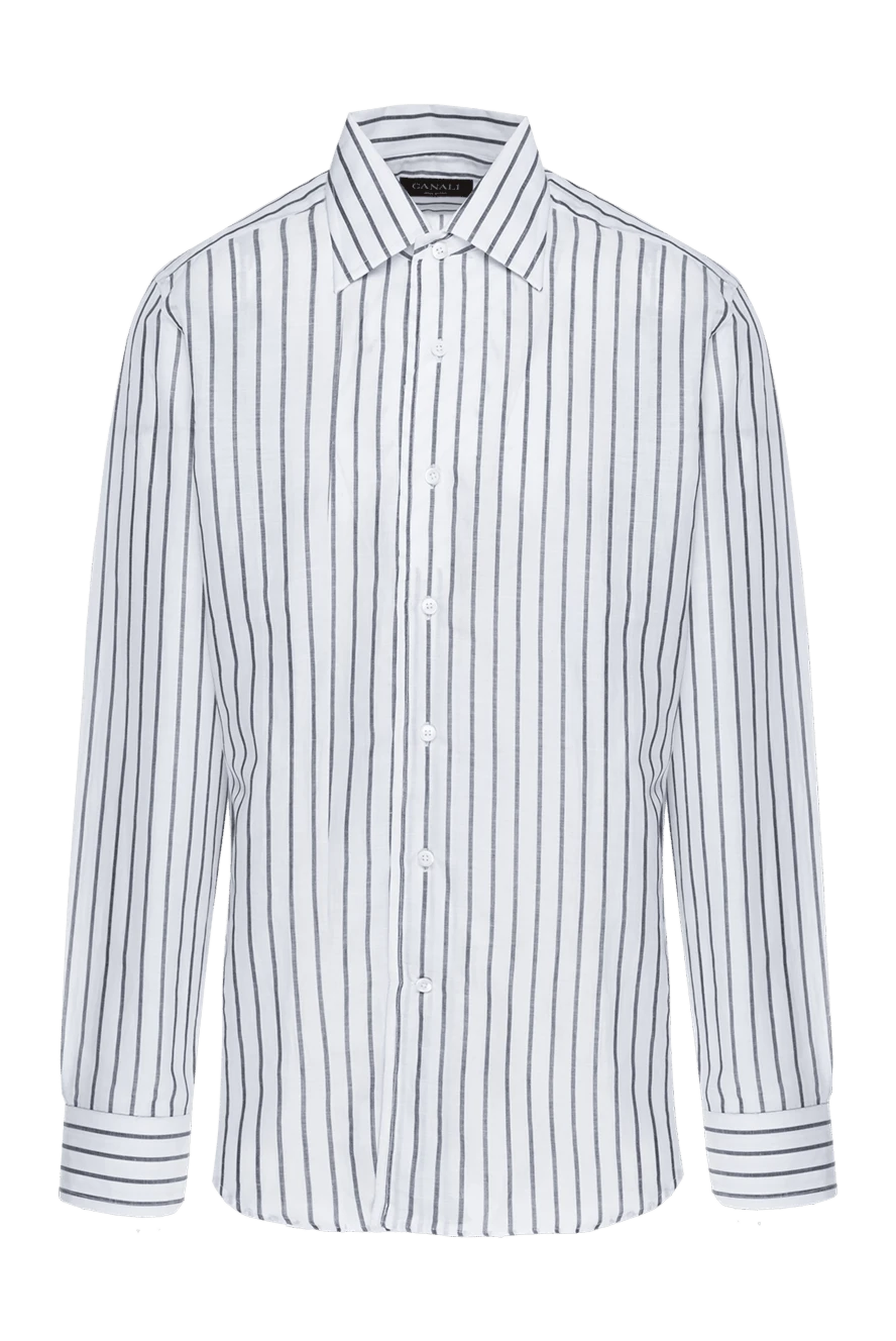 Canali man white linen and cotton shirt for men купить с ценами и фото 979461 - photo 1