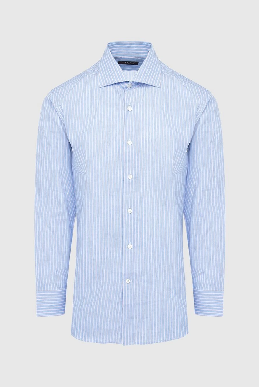 Canali man blue cotton shirt for men купить с ценами и фото 979560 - photo 1