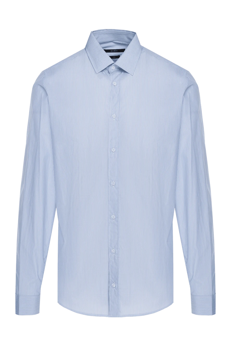 Gucci man blue cotton shirt for men купить с ценами и фото 984205 - photo 1