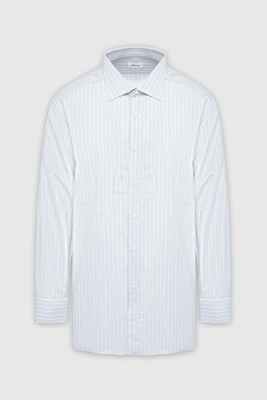 Brioni man blue cotton shirt for men купить с ценами и фото 987052 - photo 1