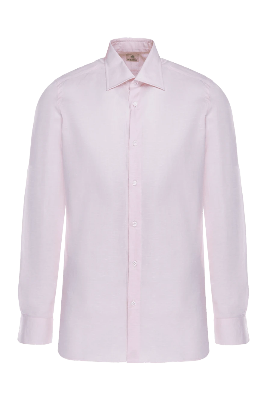 Borrelli man pink cotton and linen shirt for men купить с ценами и фото 989745 - photo 1