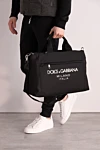 Dolce & Gabbana  - логотип бренда. двухзамковая застежка-молния сверху с фирменными пуллерами. 20% натуральная кожа, 72% полиамид, 8% акрил. Ручки: текстильные ручки с отделкой из телячьей кожи. передний плоский карман на молнии с фирменным пуллером. Размеры: 33 × 50 × 20 см. Страна производитель: Италия. Уход: специализированная чистка - фото 7