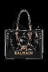  Balmain - металлический логотип, золотая фурнитура. 100% телячья кожа. Ручки: Двойные ручки из кожи и цепи, переплетенные с кожей. Размер: 40 x 30 x 13,5 см.. внутренний карман на молнии, кожаный карман для карт. магнитная застежка. Страна производитель: Франция. Уход: специализированная чистка - фото 8