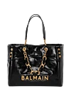 Balmain  - металлический логотип, золотая фурнитура. 100% телячья кожа. Ручки: Двойные ручки из кожи и цепи, переплетенные с кожей. Размер: 40 x 30 x 13,5 см.. внутренний карман на молнии, кожаный карман для карт. магнитная застежка. Страна производитель: Франция. Уход: специализированная чистка - фото 9